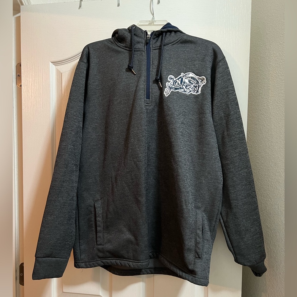 Navy Midshipmen Long Sleeve 1/4 Zip Pullover Hoodie Sweatshirt Gray NCAA Large